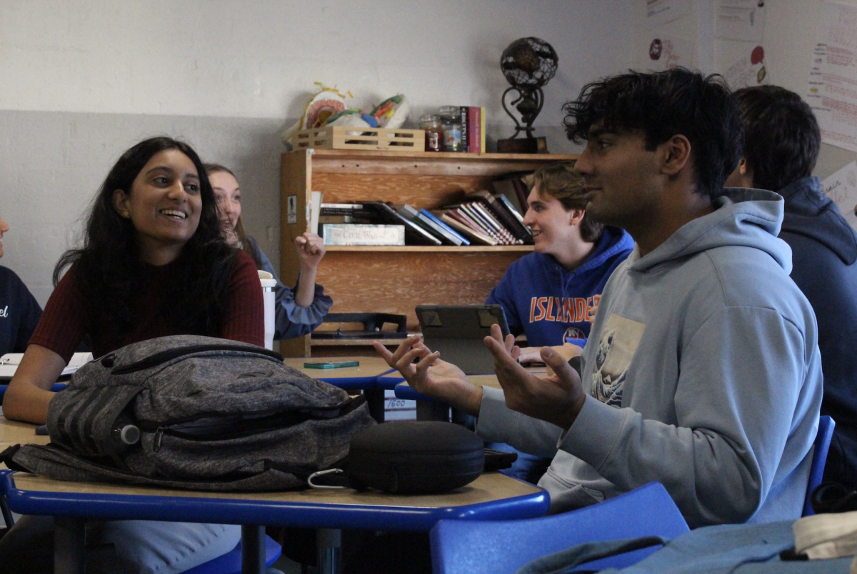 Students in Mr. Galvin's period 4 AP Government class discusses political strategy in anticipation of the presidential debate toward the end of the project.